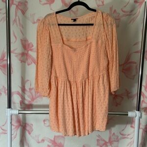 Torrid Peach Eyelet Women's Peasant Blouse
